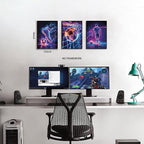 BGFCE Cool Soccer Gaming Wall Art Posters Set of 3, Neon Video Gamer Canvas - Image 3