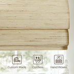 TWOPAGES Natural Woven Ramie Roman Shades, Custom Cordless No Drill or - Image 4