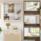 Syndra Square White Wood Frame Bathroom Mirror, Waterproof Slim Deep Frame - Image 3