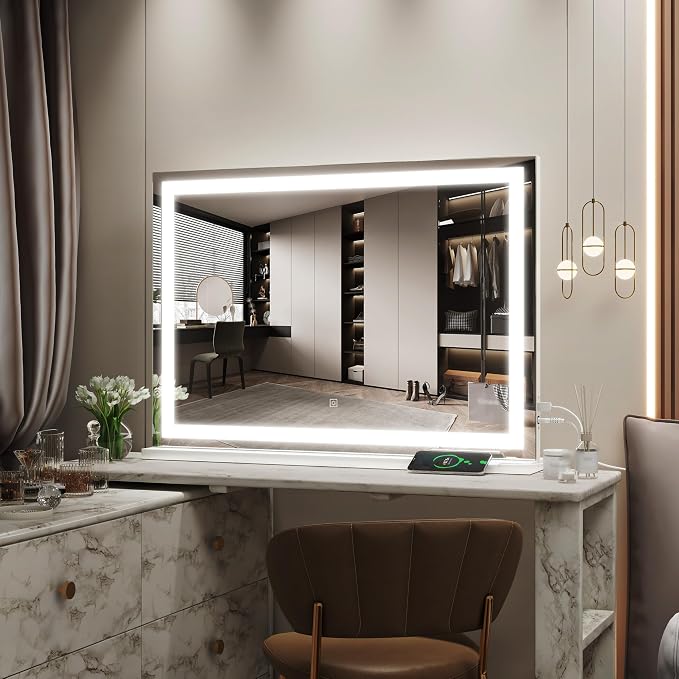 ROLOVE Vanity Mirror with Lights, LED Makeup Mirror, USB Charging Port - Image 7