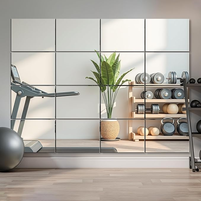 Delma Home Gym Mirror Tiles, Large Square Workout Mirrors, Full Body Wall Mirror - Image 7