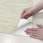 JiffDiff Grasscloth Wallpaper Peel and Stick Cream Grassweave Peel & Stick Wall - Image 8