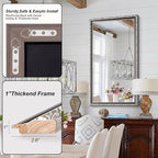 Large Antique Mirror, Rectangular Retro Vintage Silver Mirrors - Image 5
