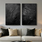 Large Framed Black Abstract Wall Art Set of 2 by MXART