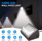 120W LED Wall Pack Light with Dusk-to-Dawn Sensor, 16800LM 5000K LED Security - Image 3