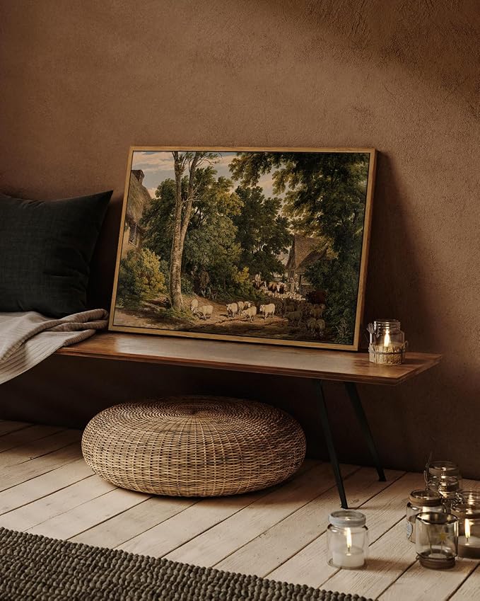 InSimSea Framed Canvas Wall Art Vintage Decor, Room Decor Classical Countryside - Image 2