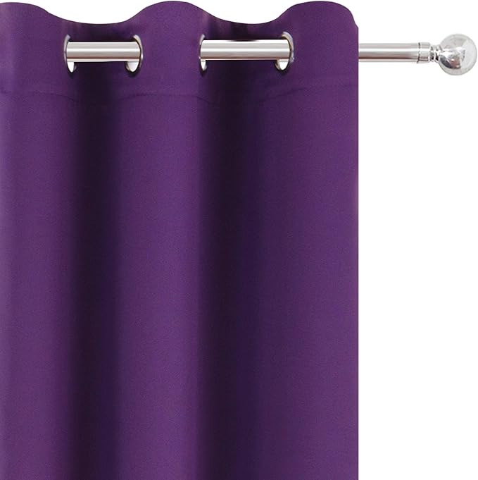 LEMOMO Purple Blackout Curtains 34 x 54 Inch Length/Set of 2 Curtain - Image 7
