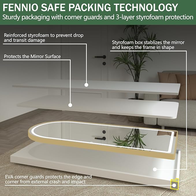FENNIO Full Length Mirror with Lights, Free Standing Lighted Floor Mirror - Image 9