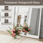 Syndra Square White Wood Frame Bathroom Mirror, Waterproof Slim Deep Frame - Image 7