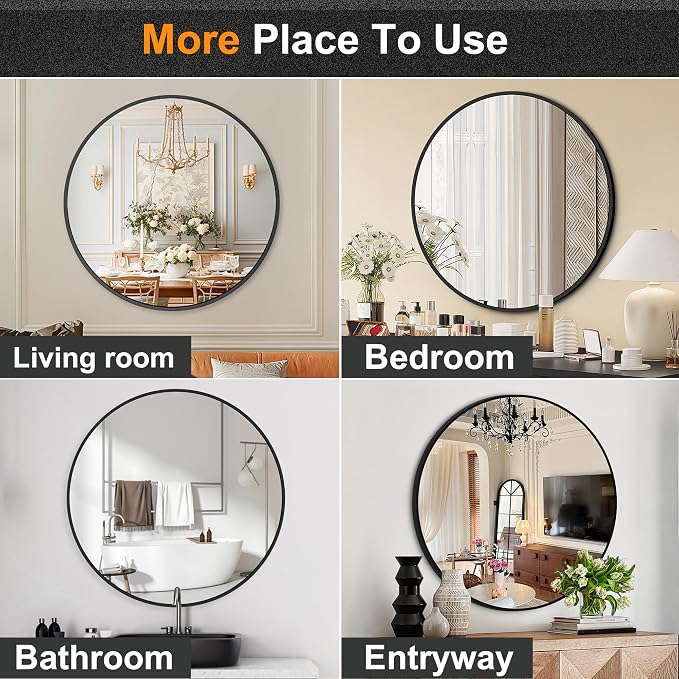 Black Frame Mirror, Bathroom Mirrors - Image 7