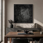 Large Framed Black Abstract Wall Art, Modern Square Canvas Painting Artwork - Image 4