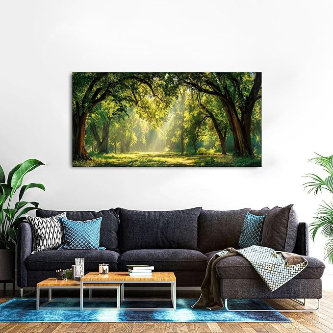 Green Forest Wall Art Panoramic Woodland Landscape Canvas Pictures Nature Wall - Image 6