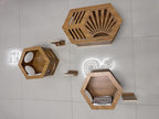 Modern Hexagonal Cat Wall Shelf System, 6-Piece Wood Wall Mounted Cat Furniture - Image 6