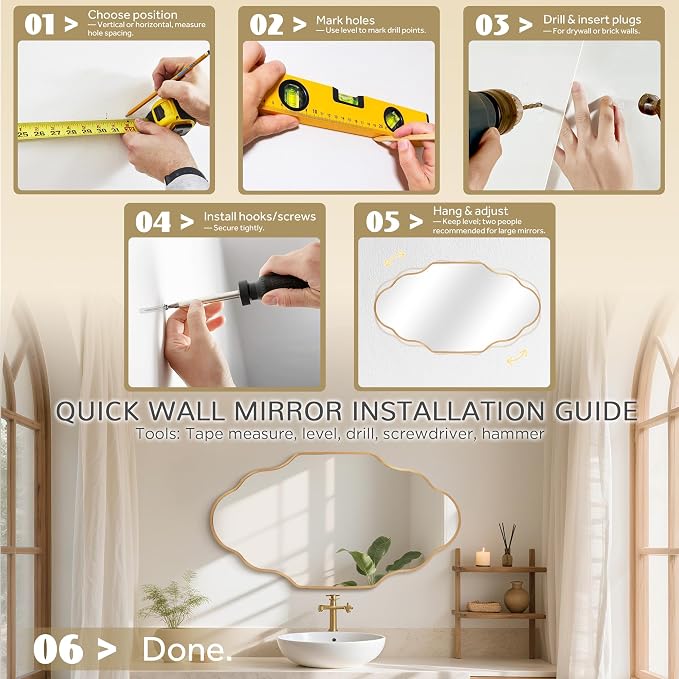 Scalloped Mirror for Bathroom - Image 4