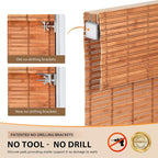 LazBlinds No Tools No Drill Cordless Bamboo Roman Shades, Custom Light - Image 3