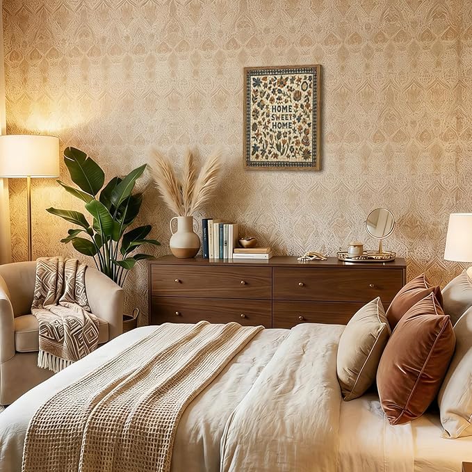 Vintage Mosaic Floral Wall Art Home Sweet Home Tile Florals Wall Decor Painting - Image 4