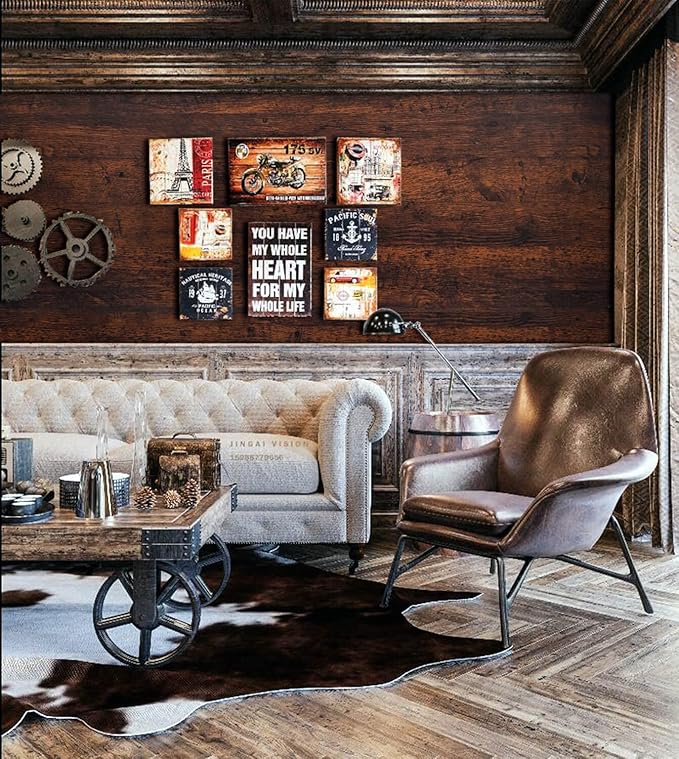 Dimoon 236"x17.7"Peel and Stick Wood Wallpaper Red Brown Wood Paper Red Dark - Image 3