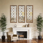 Set of 2 16x41.5 Inch Large Carved Floral Wood Frame Wall Mirrors, Shatterproof - Image 7