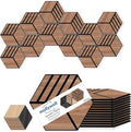 Mollywell Acoustic Panels, PVC Wood-Grain, 14x12 Inch Hexagon Carved Sound by Mollywell