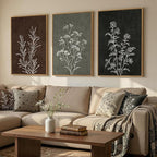Framed Boho Botanical Wall Art for Living Room, 3 Piece Rustic Floral Canvas - Image 2