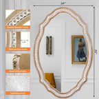 24x35 Inch Wooden Oval Mirror for Bathroom Over Sink, Rustic Farmhouse - Image 8