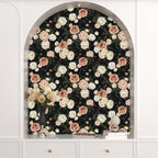 Pink White Rose Peony Wallpaper Peel and Stick Black Floral 17.5in x 118in - Image 8