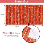 Chuangdi 2pcs 4.5 x 9 Feet Brick Wallpaper Peel and Stick Backdrop Tablecloth - Image 2