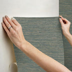 RoomMates Teal Dimensional Grasscloth Peel and Stick Wallpaper, RMK12684PLW - Image 8