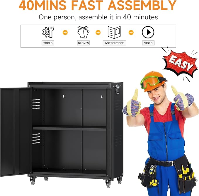 34" Metal Garage Storage Cabinet - Image 7