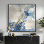 Extra Large Framed Blue Abstract Wall Art by Cuspin