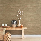 VEELIKE Bronze Brown Grasscloth Peel and Stick Wallpaper Textured Grasscloth - Image 2
