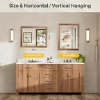 24x30 Inch Bathroom Mirror for Wall, Anti-Rust Walnut Wood Grain Metal Framed - Image 7