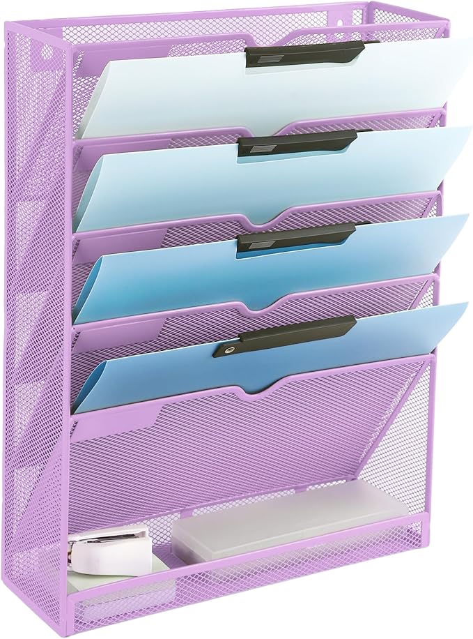EASEPRES 6 Tier Mesh Hanging Wall File Organizer, Desk Vertical Mail Paper by EASEPRES