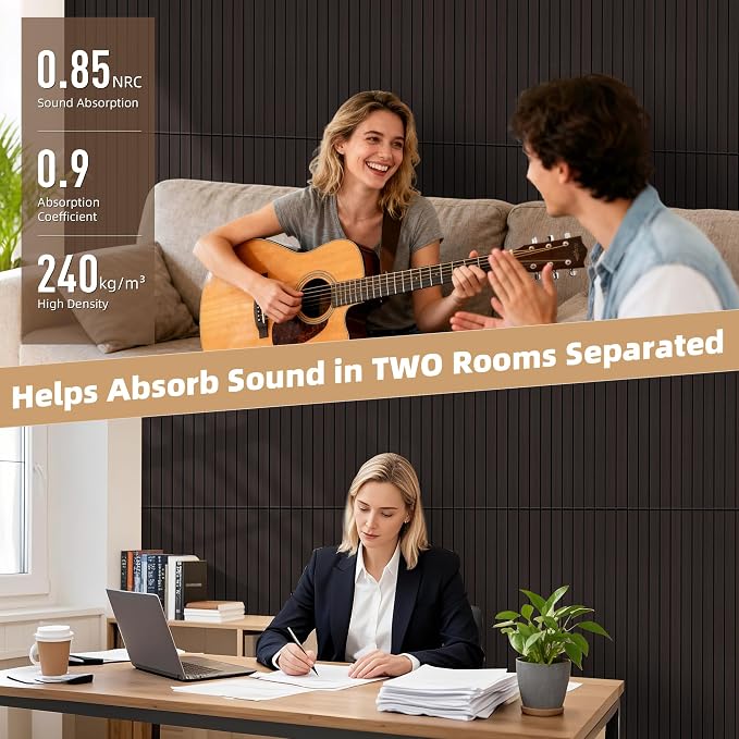 TO-TH Wood-Look Acoustic Wall Panels, 10 Pack 47.2” x 23.6” Acoustic Panels - Image 4