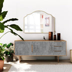 Besdomus Gold Scalloped Mirror for Dresser: 35"x26" Modern Wooden Mantel Mirror - Image 9