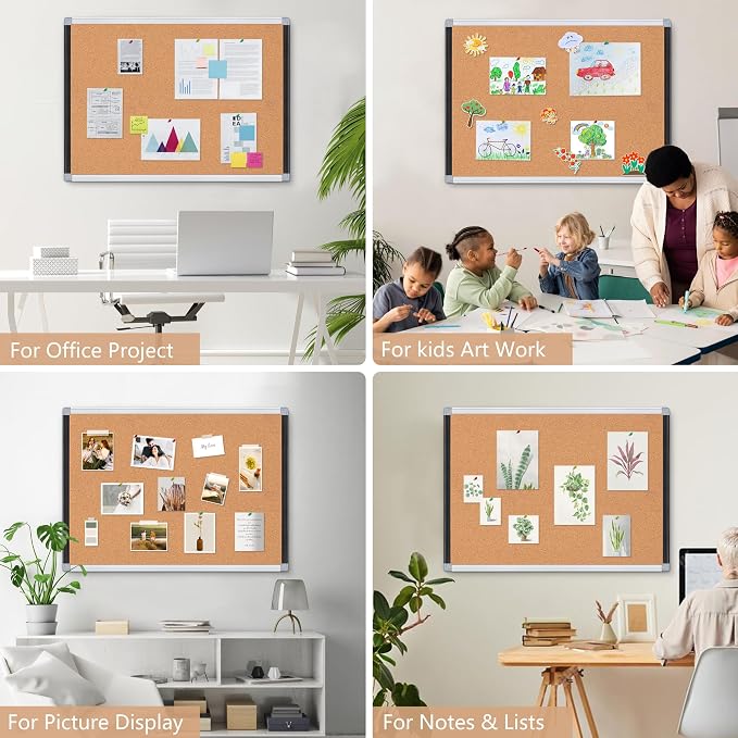 Large Cork Bulletin Board 36" x 48", 4 x 3 Office Board - Image 6
