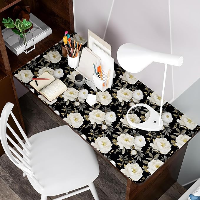 Laatse Dark Floral Wallpaper Peel and Stick Boho Wallpaper 17.5in x 118in White - Image 4