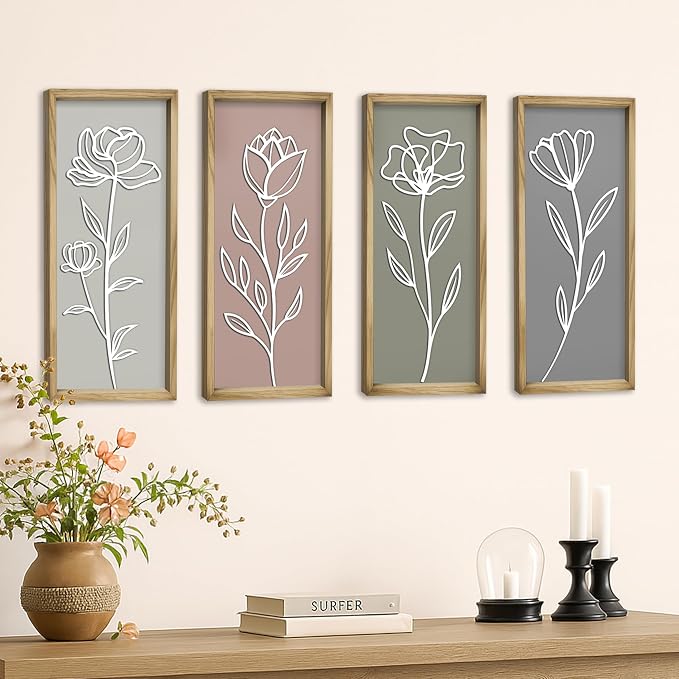 Product Elevations 3D Bathroom Art Set of 4 – Wooden Framed Wall Art by ProductElevations