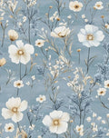 Laatse Blue Floral Peel and Stick Wallpaper White Botanical Contact Paper by Laatse