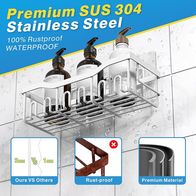 Shower Caddy 5 Pack, Adhesive Shower Organizer - Image 5