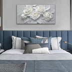 Suconvng White Flower Wall Art Painting Canvas Art Wall Decor 20 X 40 Inch - Image 2