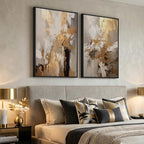 Large Framed Neutral Abstract Wall Art, 2 Piece Modern Canvas Prints Paintings - Image 4