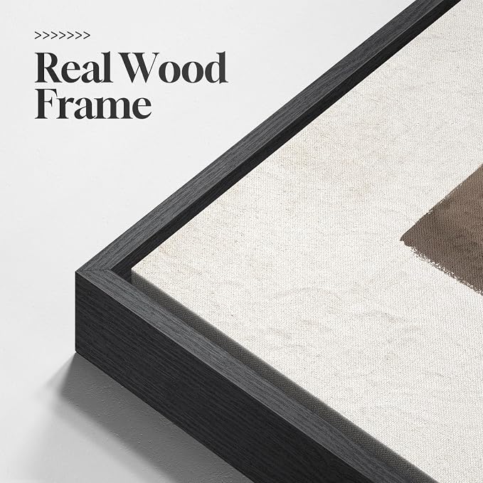 Framed Black and White Neutral Abstract Wall Art, Modern Canvas Prints - Image 5