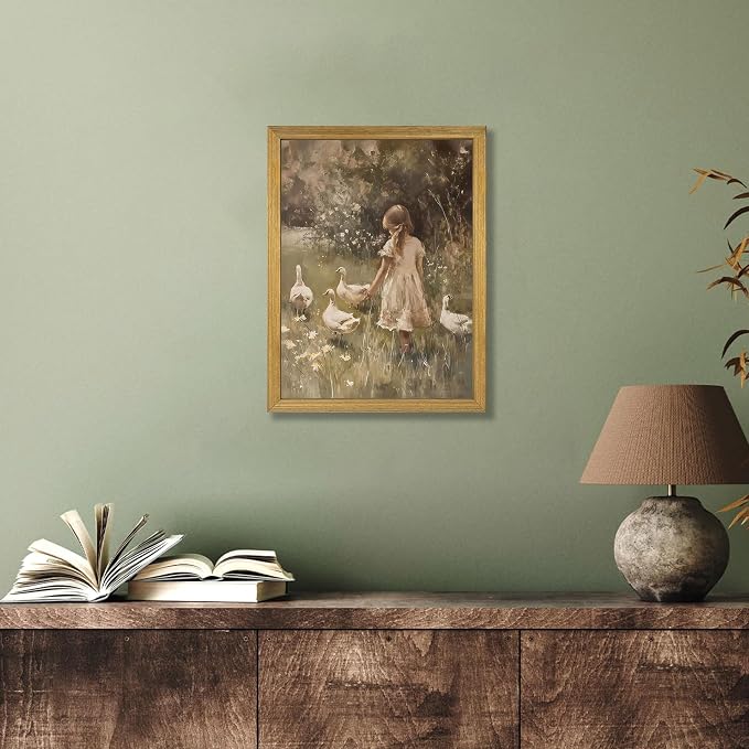 Wood Framed Canvas Wall Art, Vintage Girl - Image 2