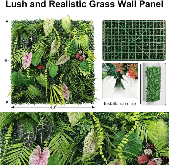 Artificial Grass Wall Panels, UV-Anti Fake Greenery Plant Boxwood Panels - Image 2
