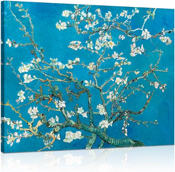 Van Gogh Canvas Wall Art: Almond Blossom Oil Painting Flower Picture by 1KINGO