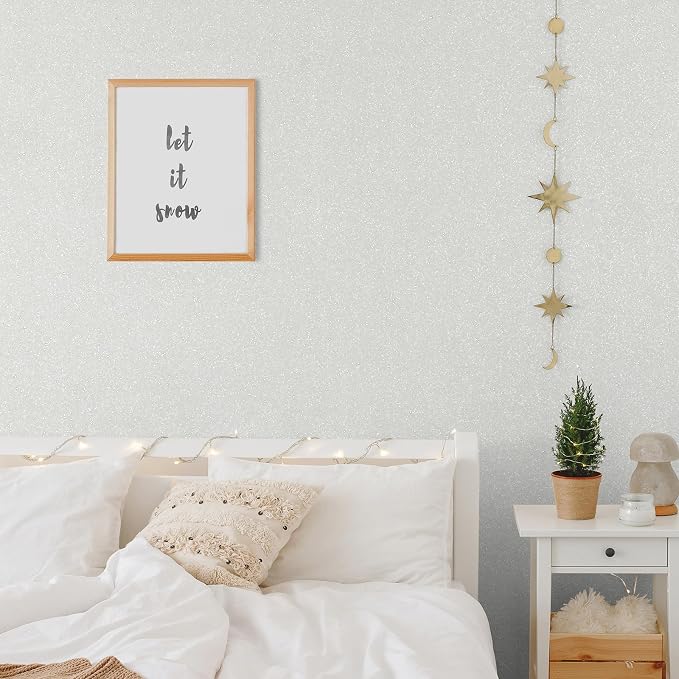 CHIHUT Pearl White Glitter Wallpaper - Image 3