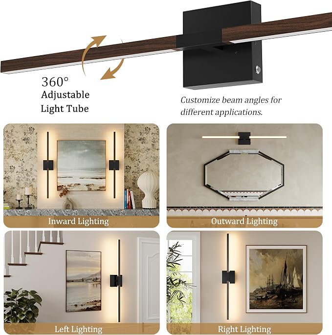 Rayogale 36 Inch Rechargeable Battery Operated Wall Sconce Set Two, 8000mAh - Image 3