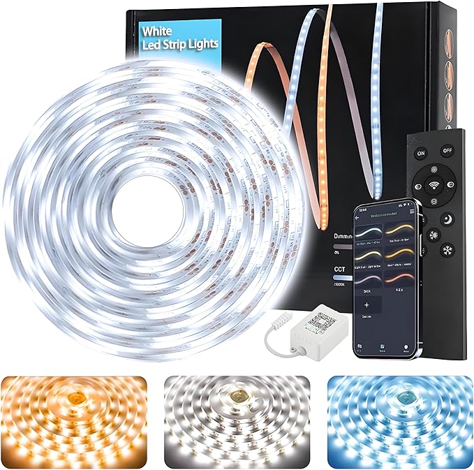 Tenmiro White LED Strip Lights 16.4ft Super Bright 25000K Daylight White by Tenmiro