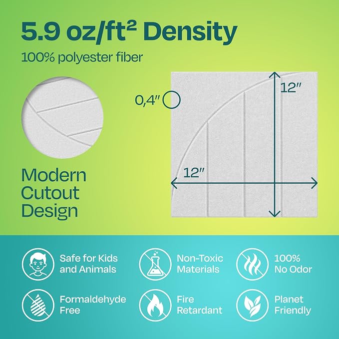 Acoustic Panels 12-Pack Soundproof Wall Panels 12"x12"x0.4" Decorative Sound - Image 6